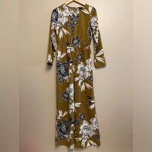Who What Wear Floral Print Long Sleeve Jumpsuit Small